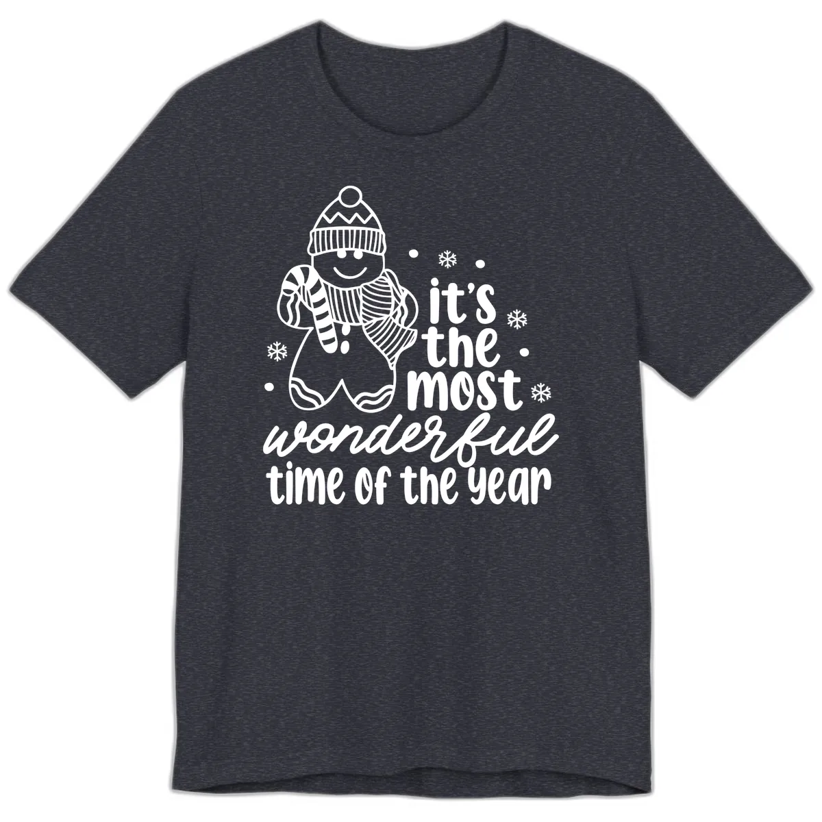 Gingerbread Man Christmas Time Saying Premium T-Shirt in Heather Navy