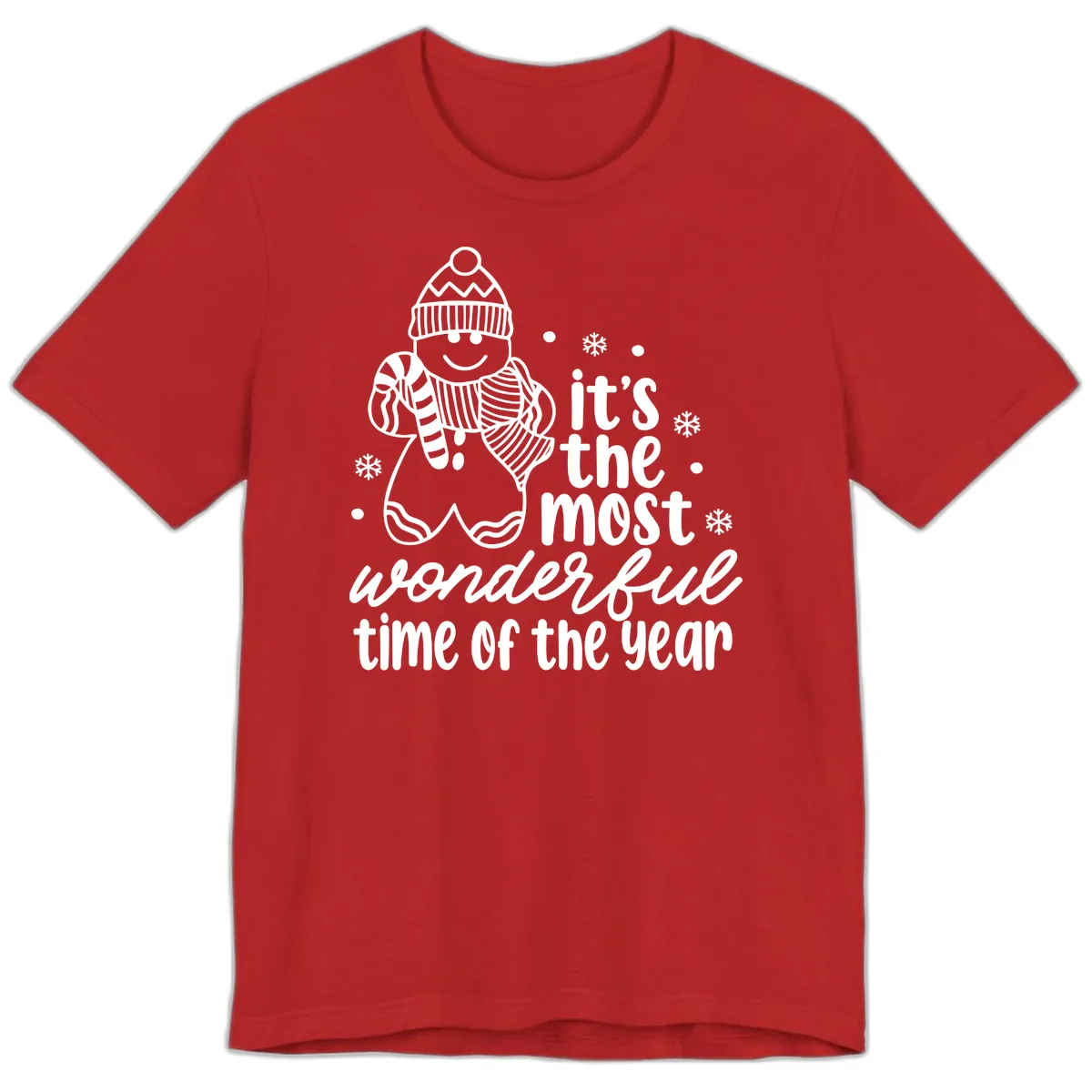 Gingerbread Man Christmas Time Saying Premium T-Shirt in Red