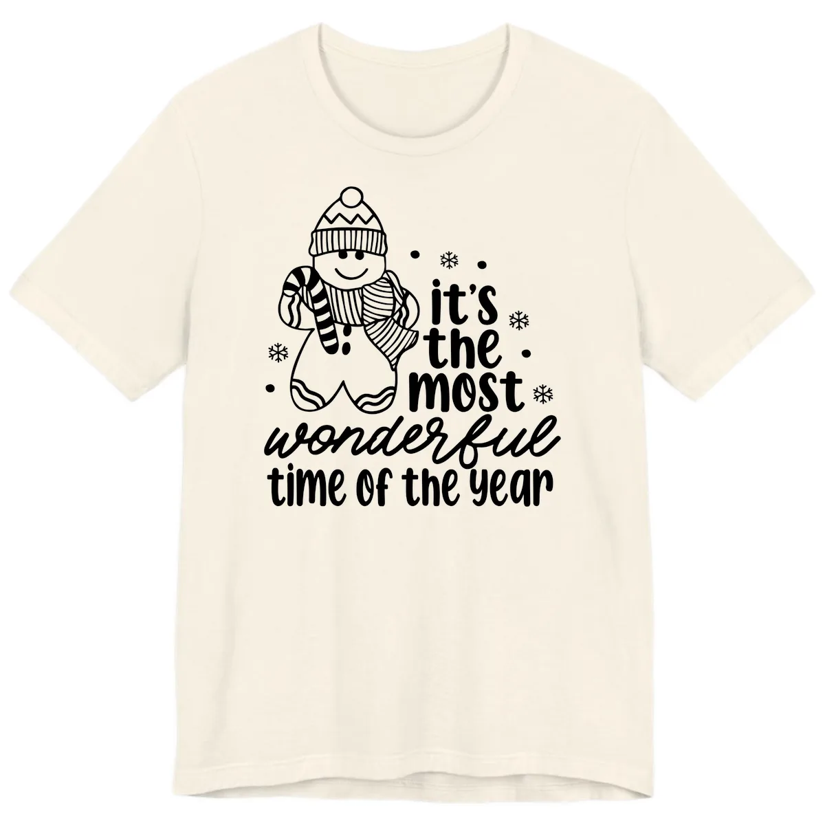 Gingerbread Man Christmas Time Saying Premium T-Shirt in Natural