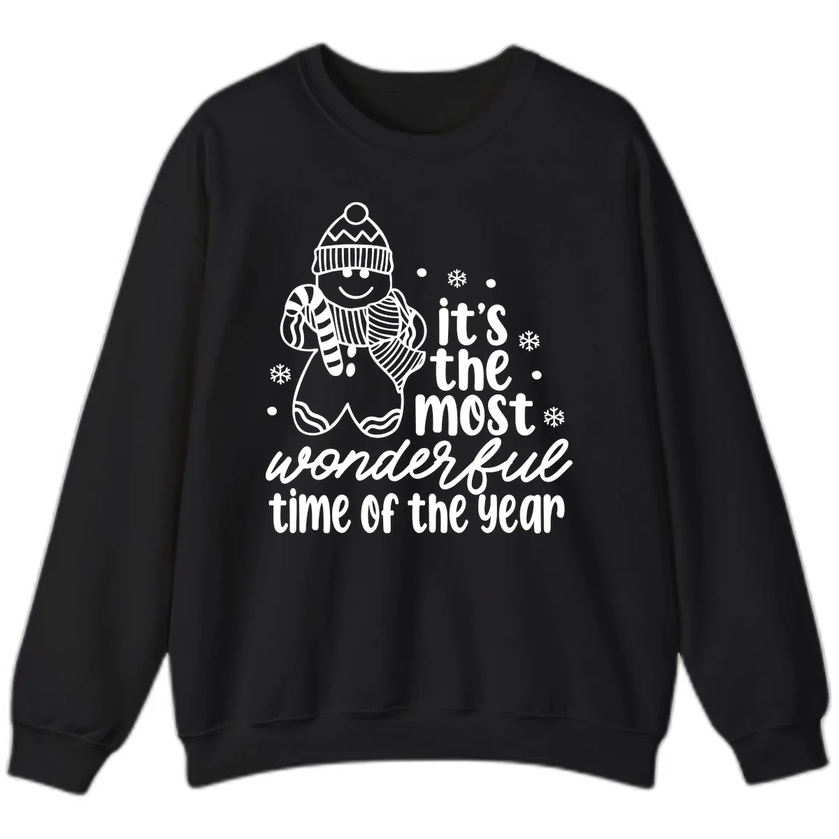 Gingerbread Man Christmas Time Saying Sweatshirt in Black