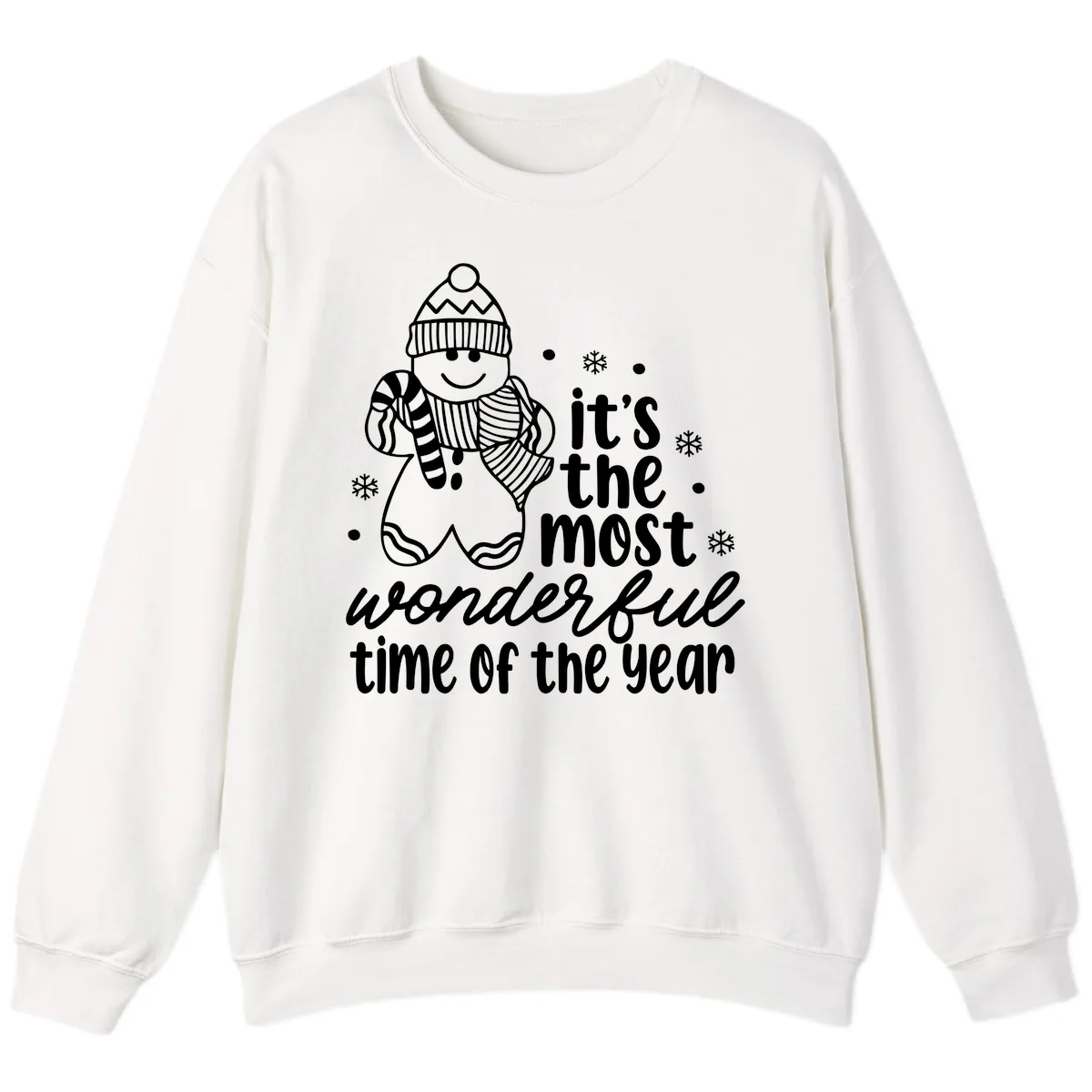 Gingerbread Man Christmas Time Saying Sweatshirt in White