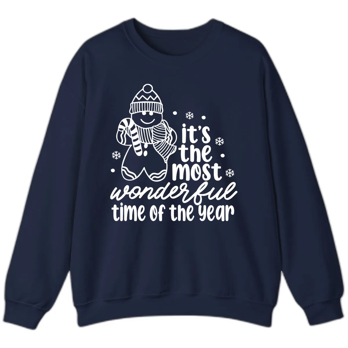 Gingerbread Man Christmas Time Saying Sweatshirt in Navy