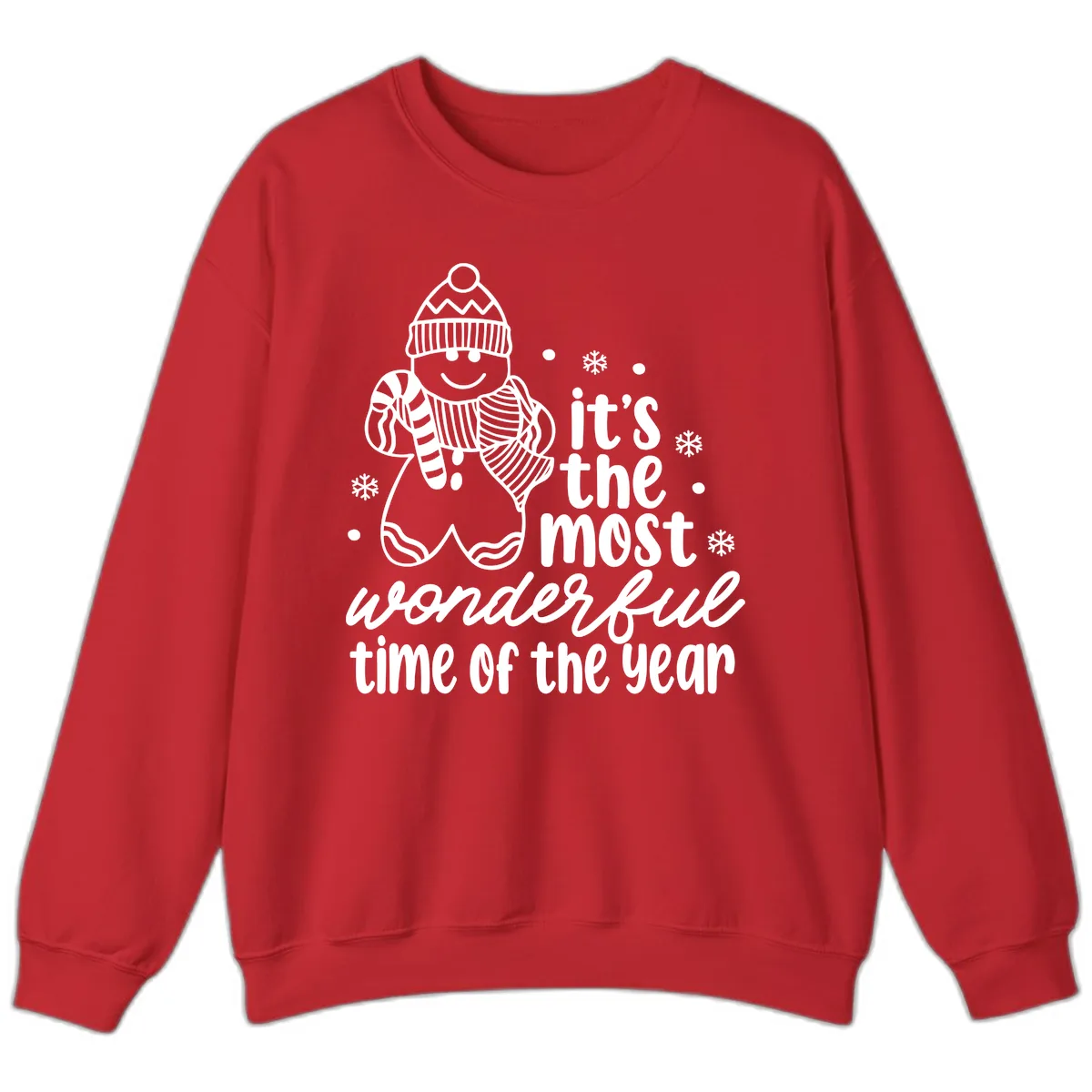 Gingerbread Man Christmas Time Saying Sweatshirt in Red