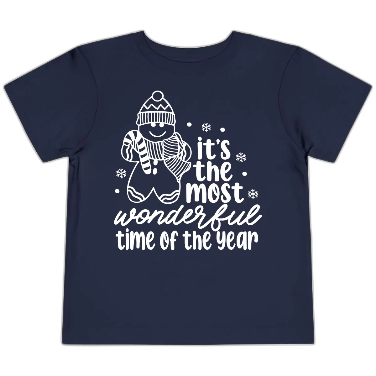 Gingerbread Man Christmas Time Saying Toddler T-Shirt in Navy