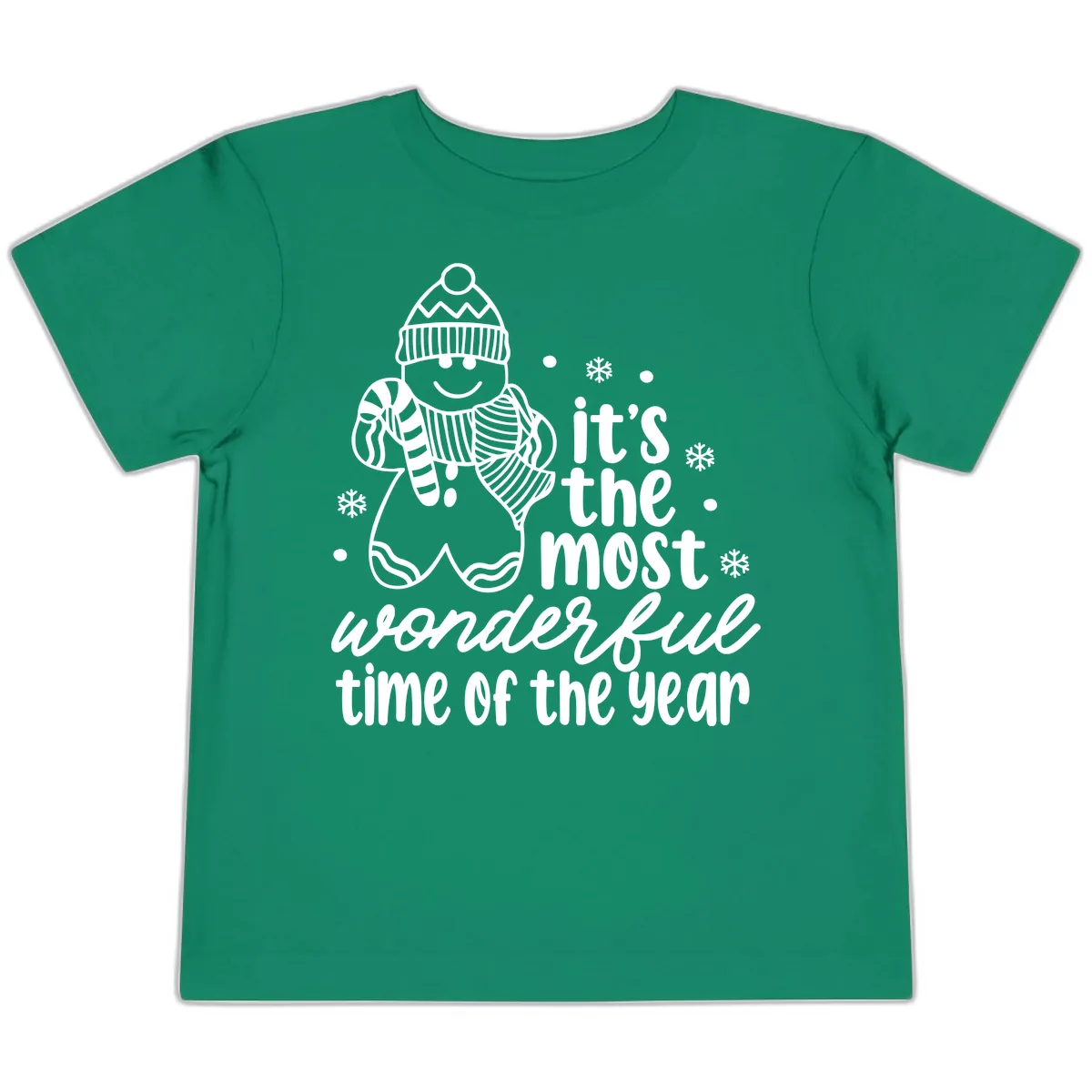 Gingerbread Man Christmas Time Saying Toddler T-Shirt in Kelly