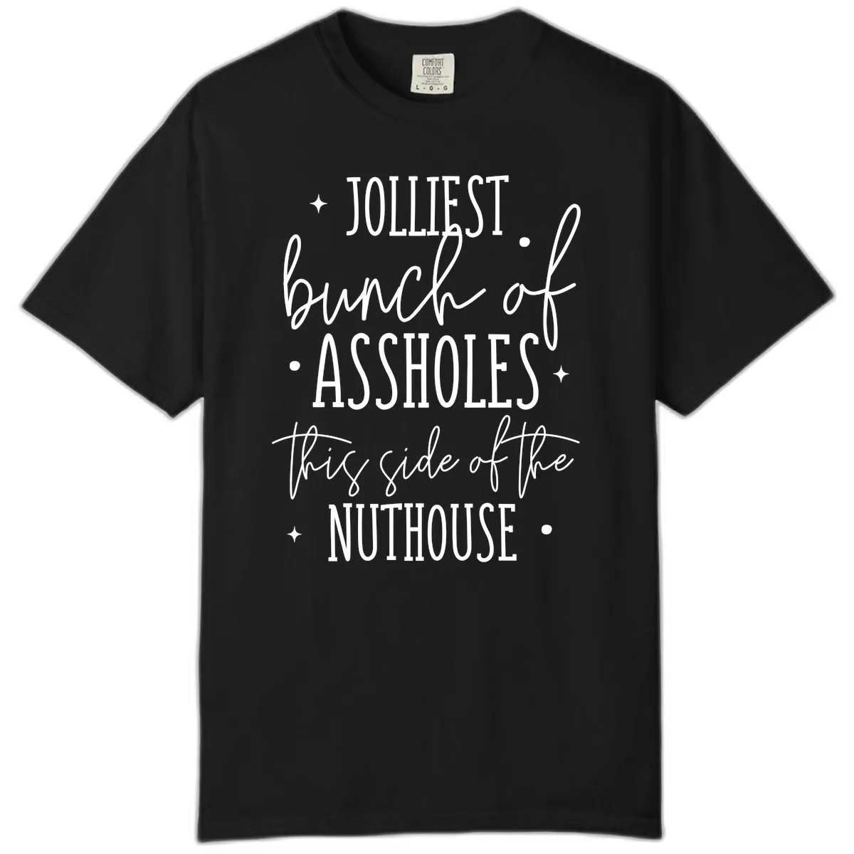 Jolliests Bunch Of Assholes Nuthouse Comfort Color in Black