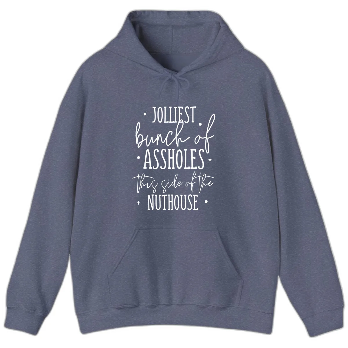 Jolliests Bunch Of Assholes Nuthouse Hoodie in Heather Navy