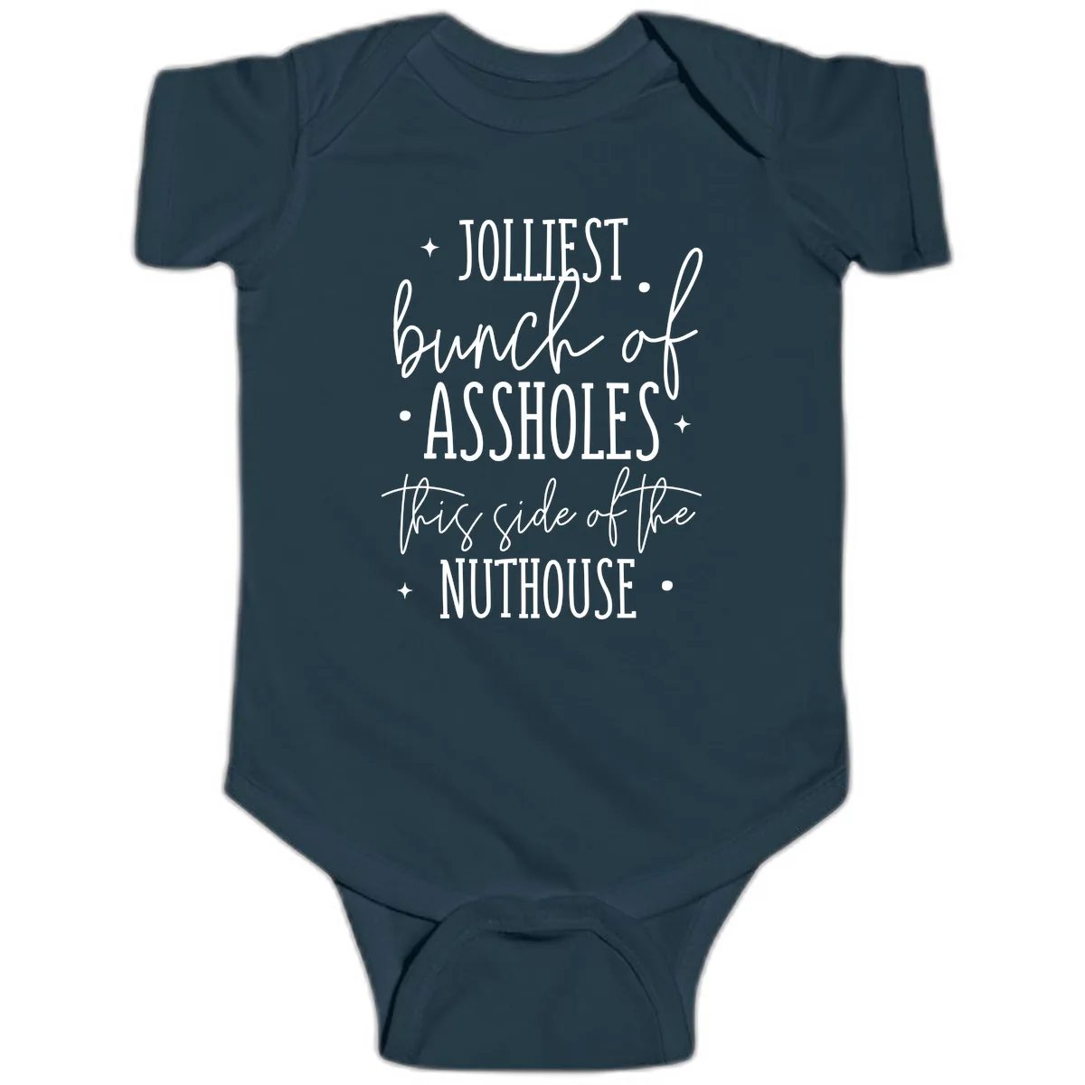 Jolliests Bunch Of Assholes Nuthouse Baby Onesie in Navy