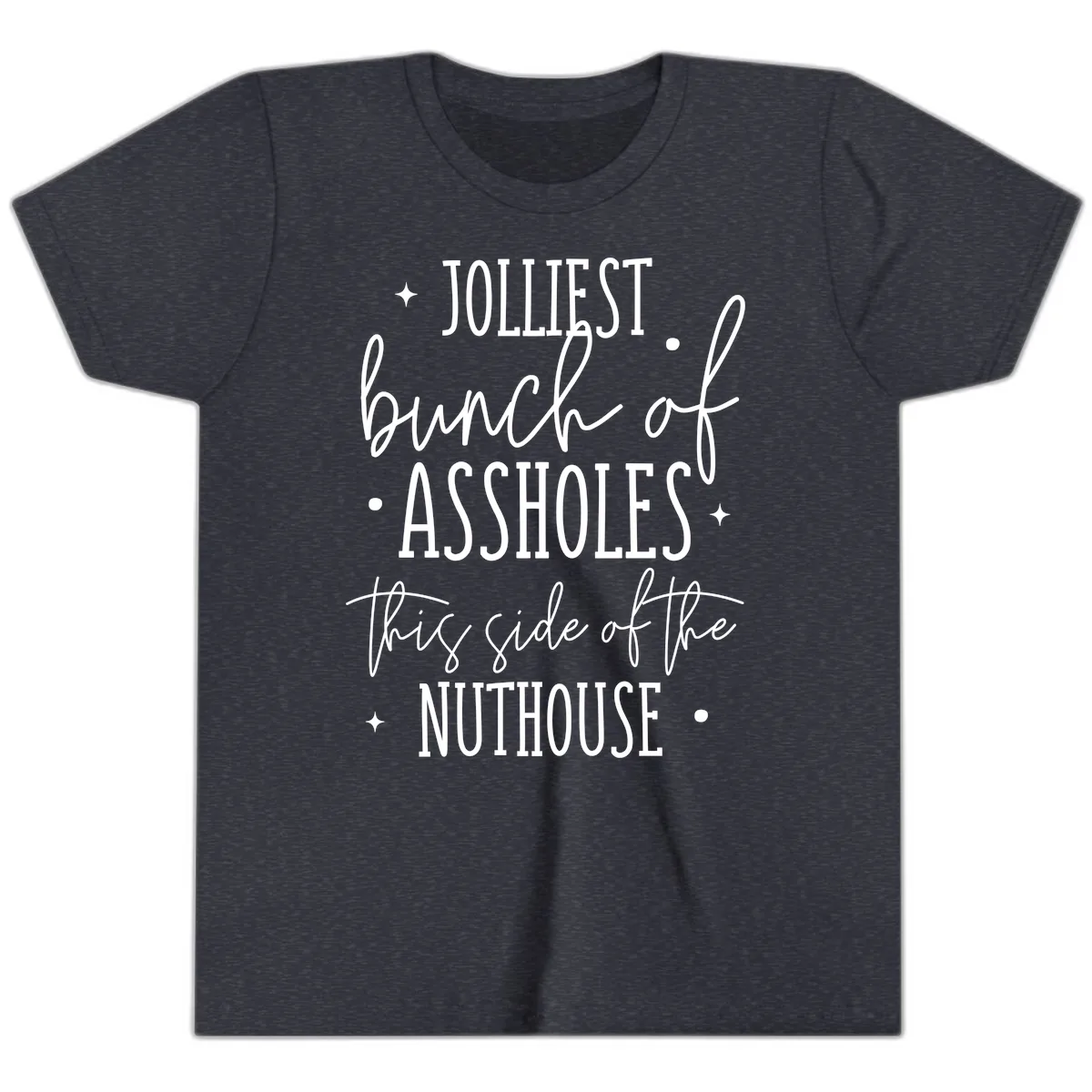 Jolliests Bunch Of Assholes Nuthouse Youth T-Shirt in Heather Navy