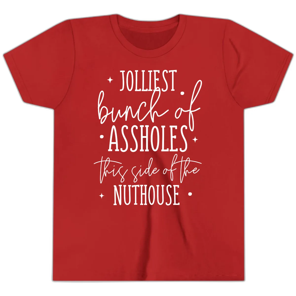 Jolliests Bunch Of Assholes Nuthouse Youth T-Shirt in Red