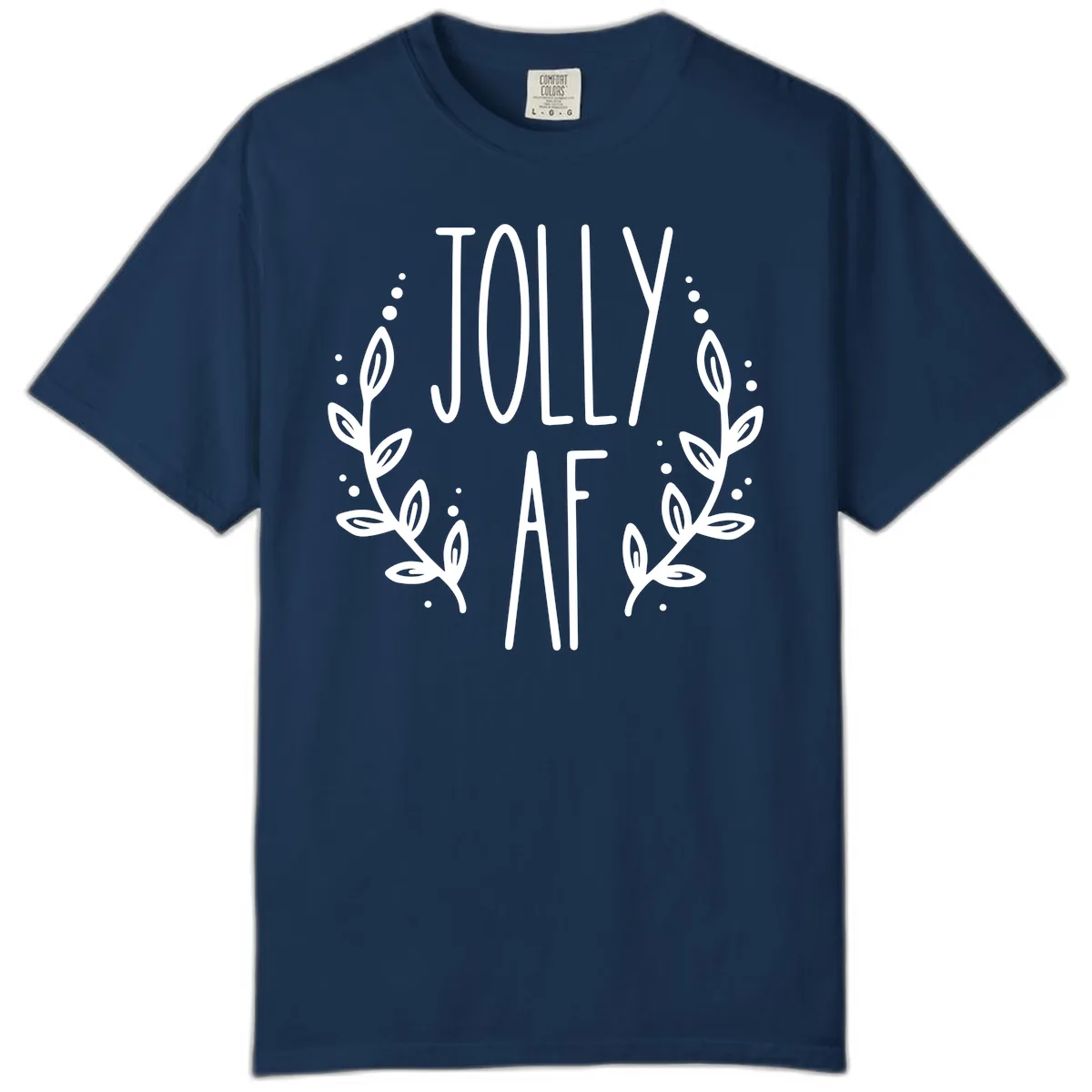 Jolly AF Christmas Wreath Design Comfort Color in Navy