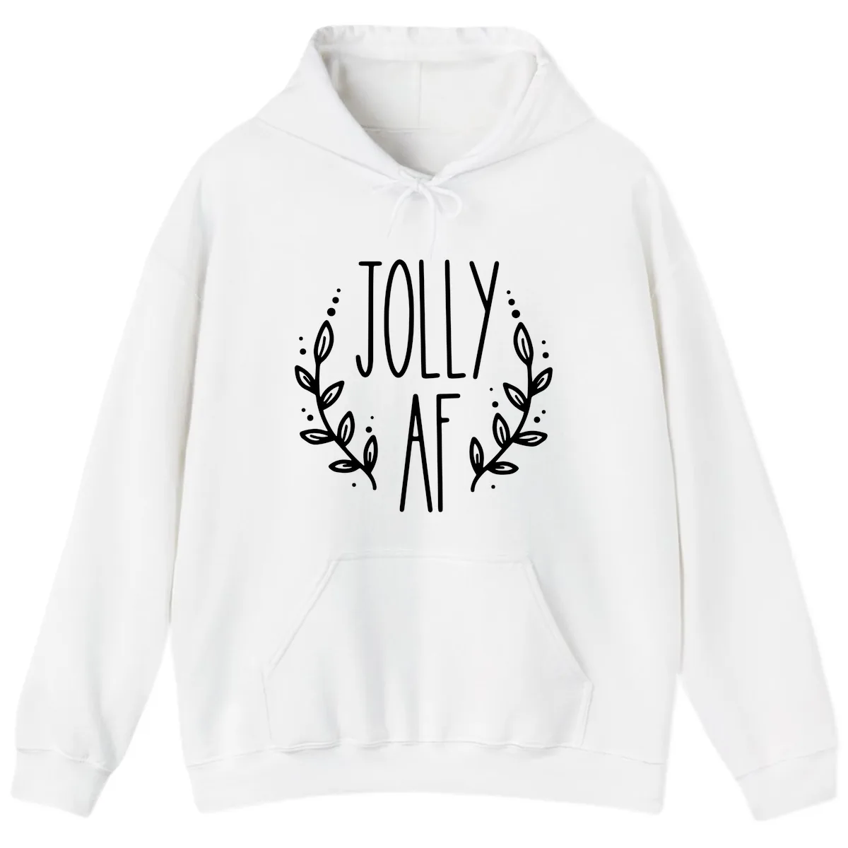 Jolly AF Christmas Wreath Design Hoodie in White