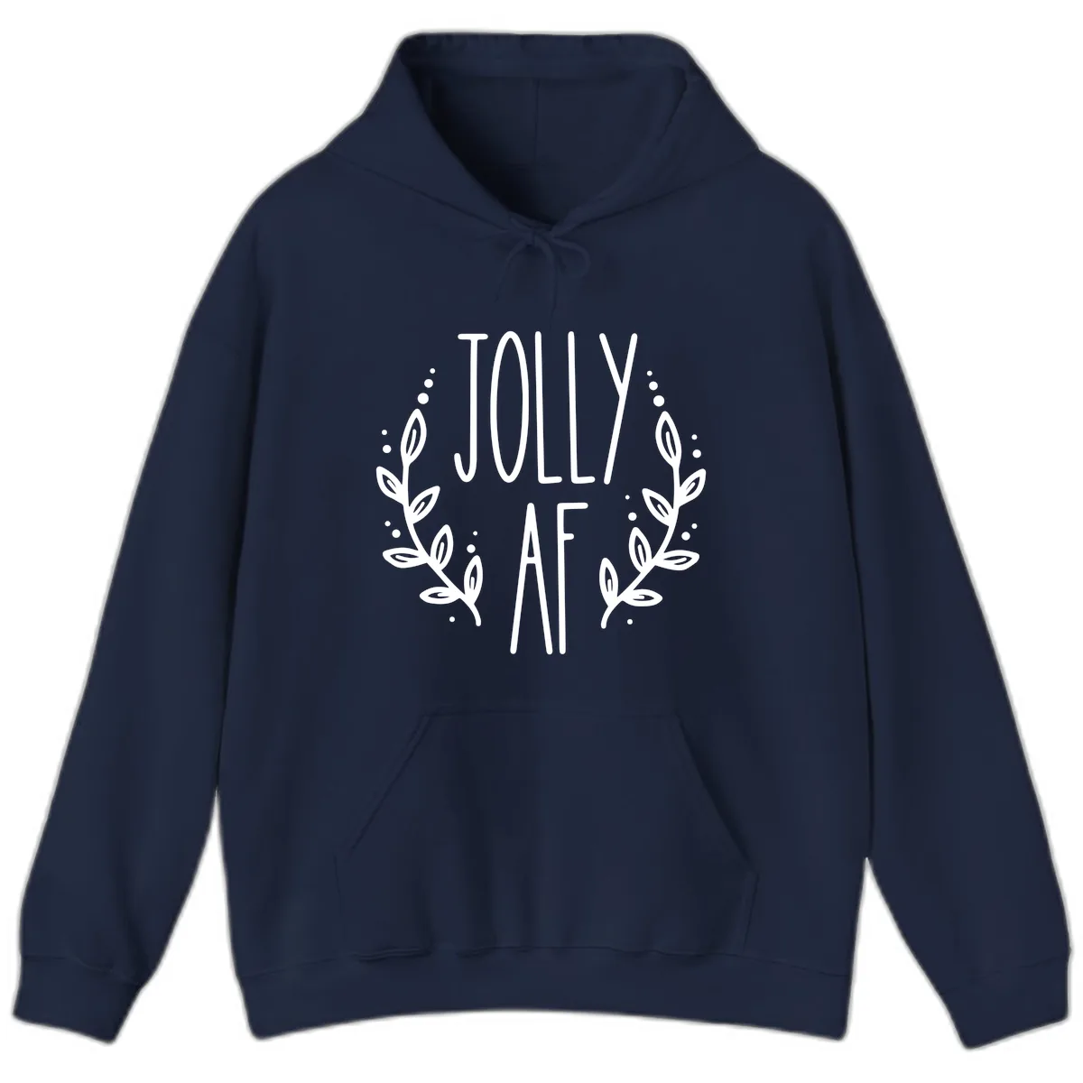 Jolly AF Christmas Wreath Design Hoodie in Navy