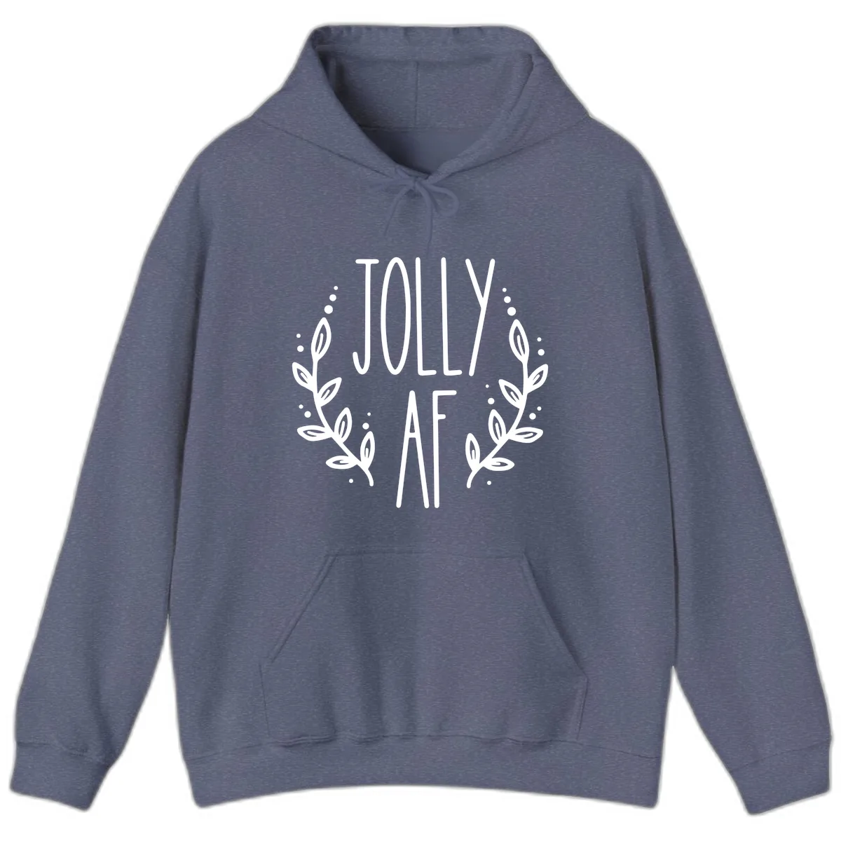 Jolly AF Christmas Wreath Design Hoodie in Heather Navy