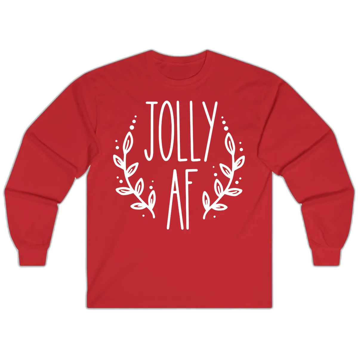 Jolly AF Christmas Wreath Design Long Sleeve in Red
