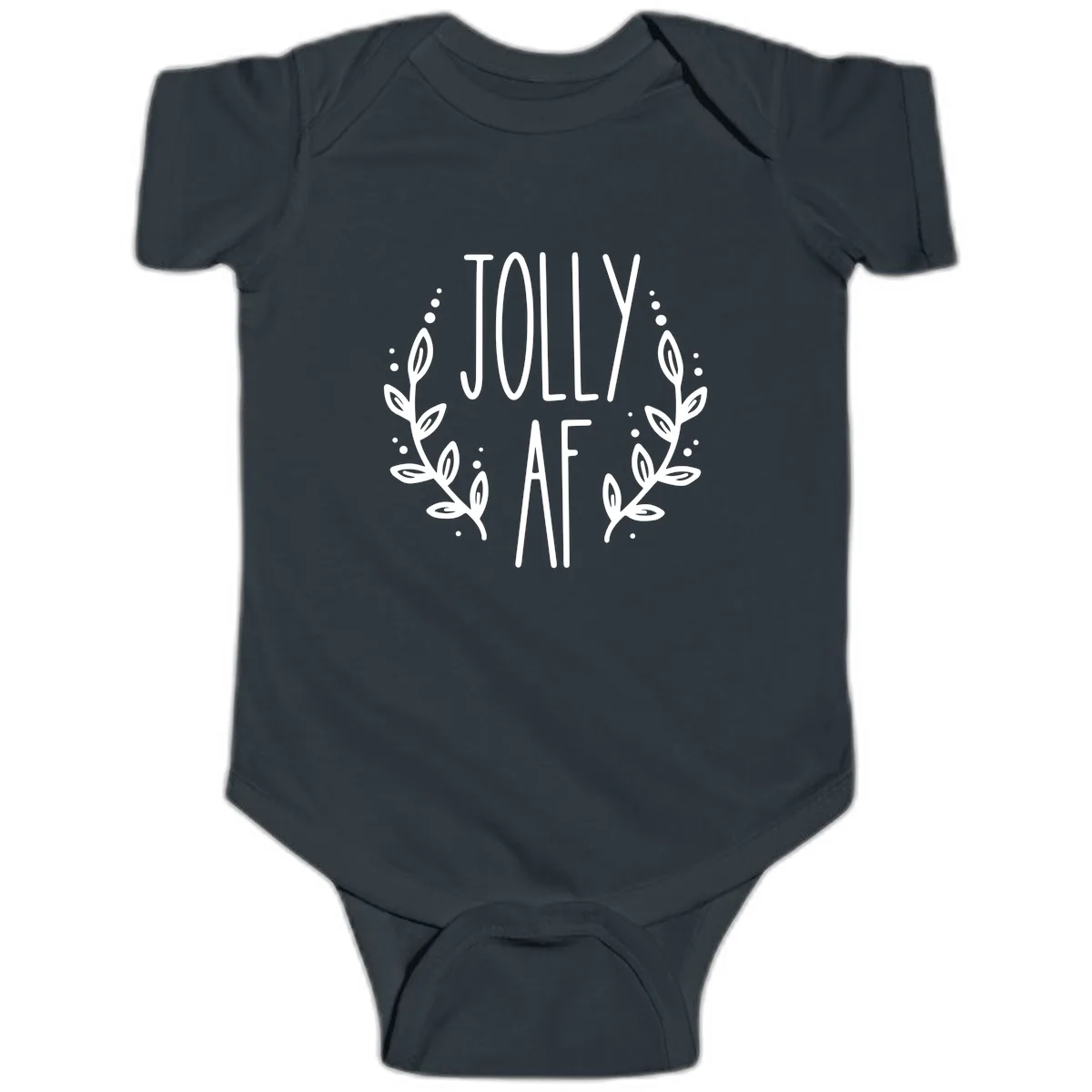 Jolly AF Christmas Wreath Design Baby Onesie in Black