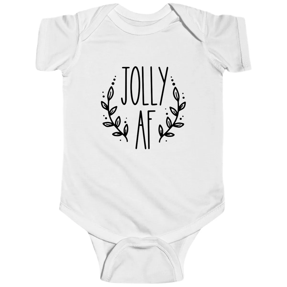 Jolly AF Christmas Wreath Design Baby Onesie in White