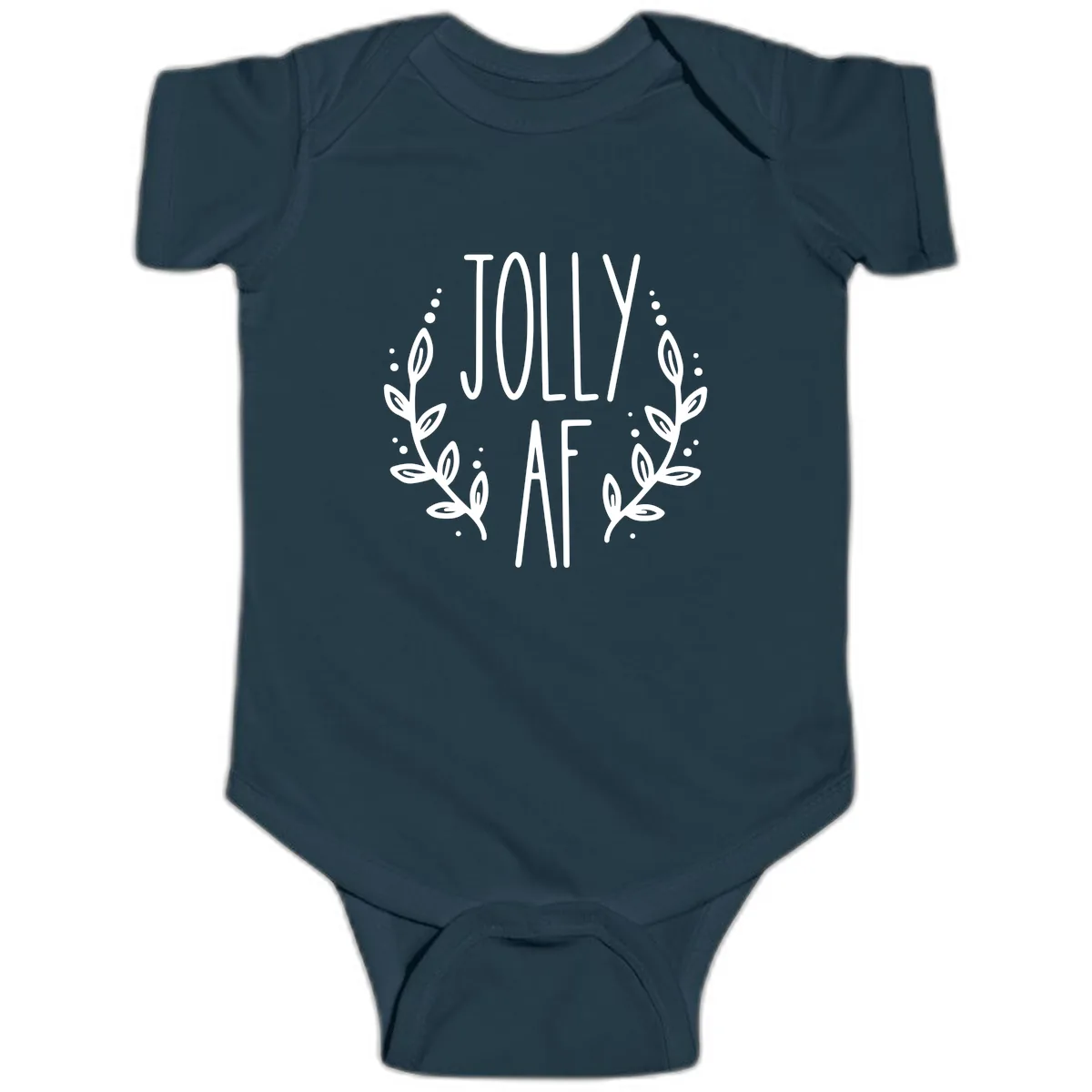 Jolly AF Christmas Wreath Design Baby Onesie in Navy