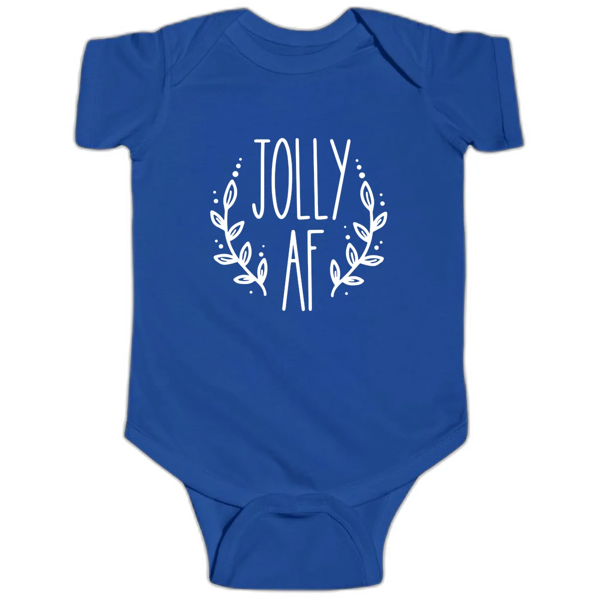 Jolly AF Christmas Wreath Design Baby Onesie in Royal