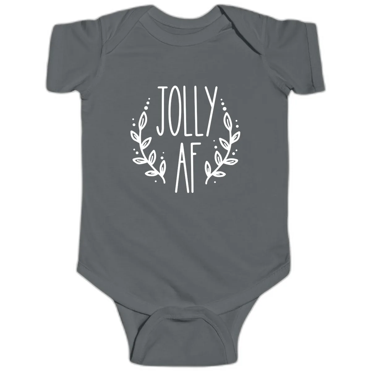 Jolly AF Christmas Wreath Design Baby Onesie in Charcoal