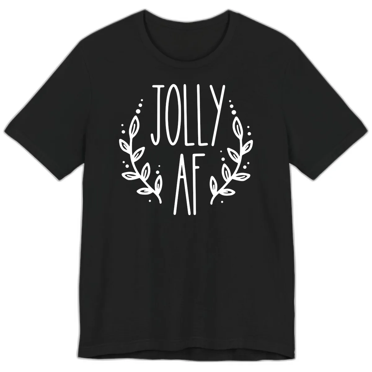 Jolly AF Christmas Wreath Design Premium T-Shirt in Black