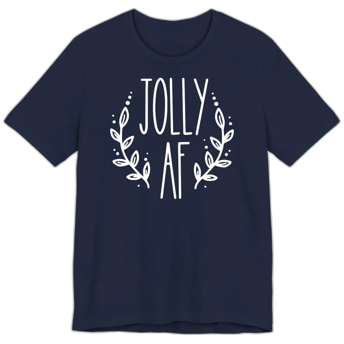 Jolly AF Christmas Wreath Design Premium T-Shirt in Navy