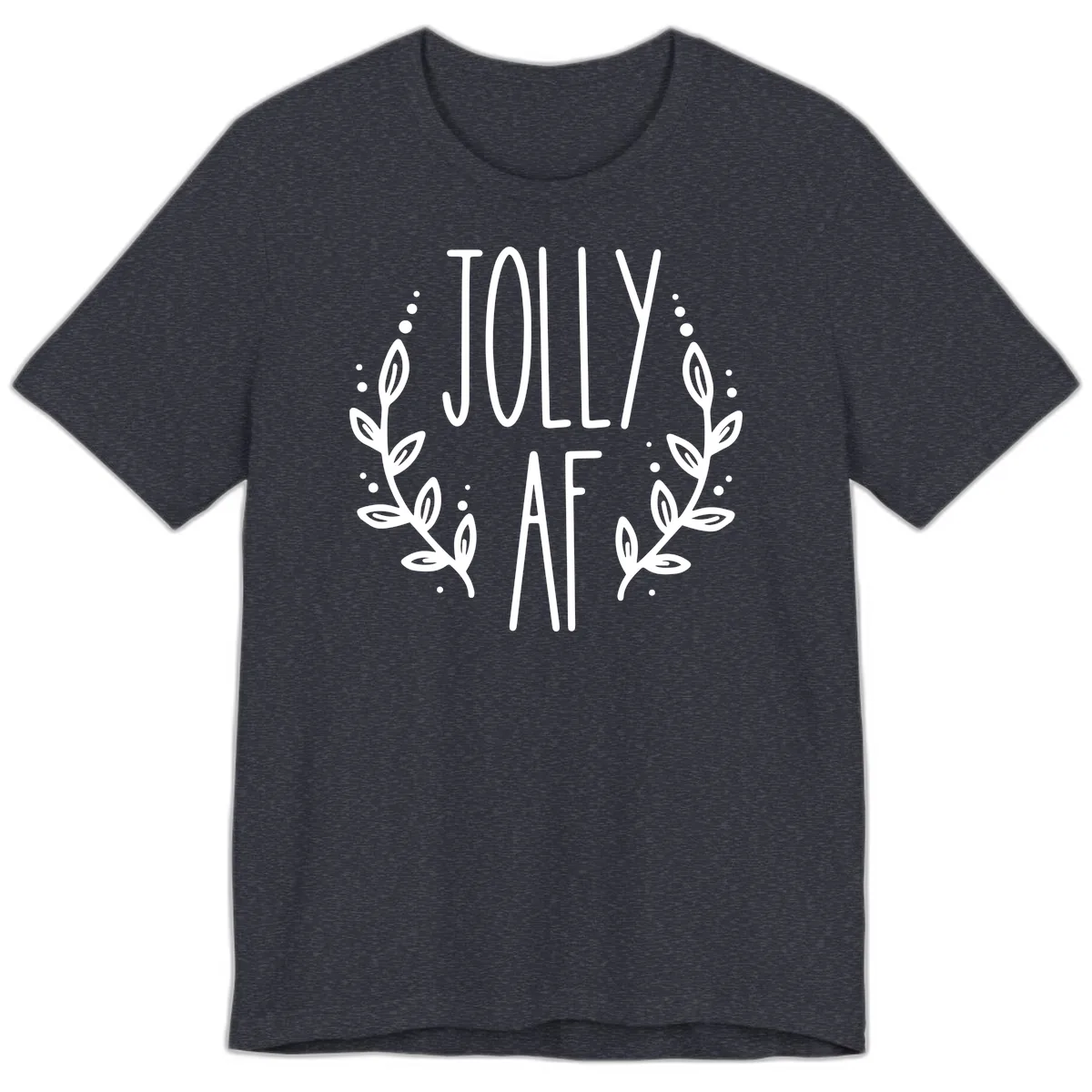 Jolly AF Christmas Wreath Design Premium T-Shirt in Heather Navy