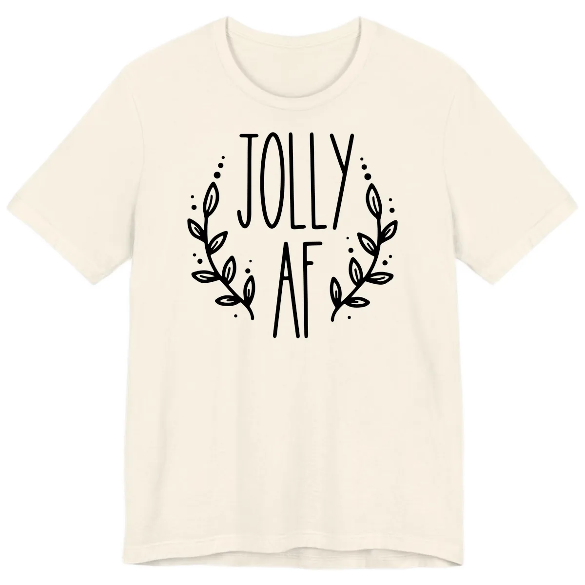 Jolly AF Christmas Wreath Design Premium T-Shirt in Natural