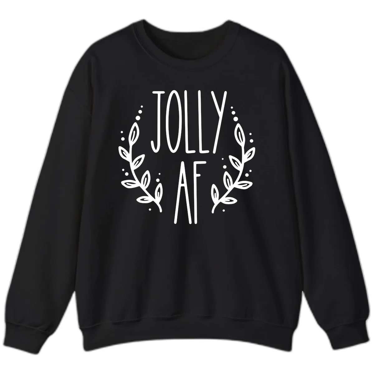 Jolly AF Christmas Wreath Design Sweatshirt in Black