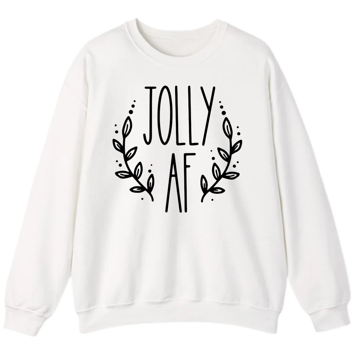 Jolly AF Christmas Wreath Design Sweatshirt in White