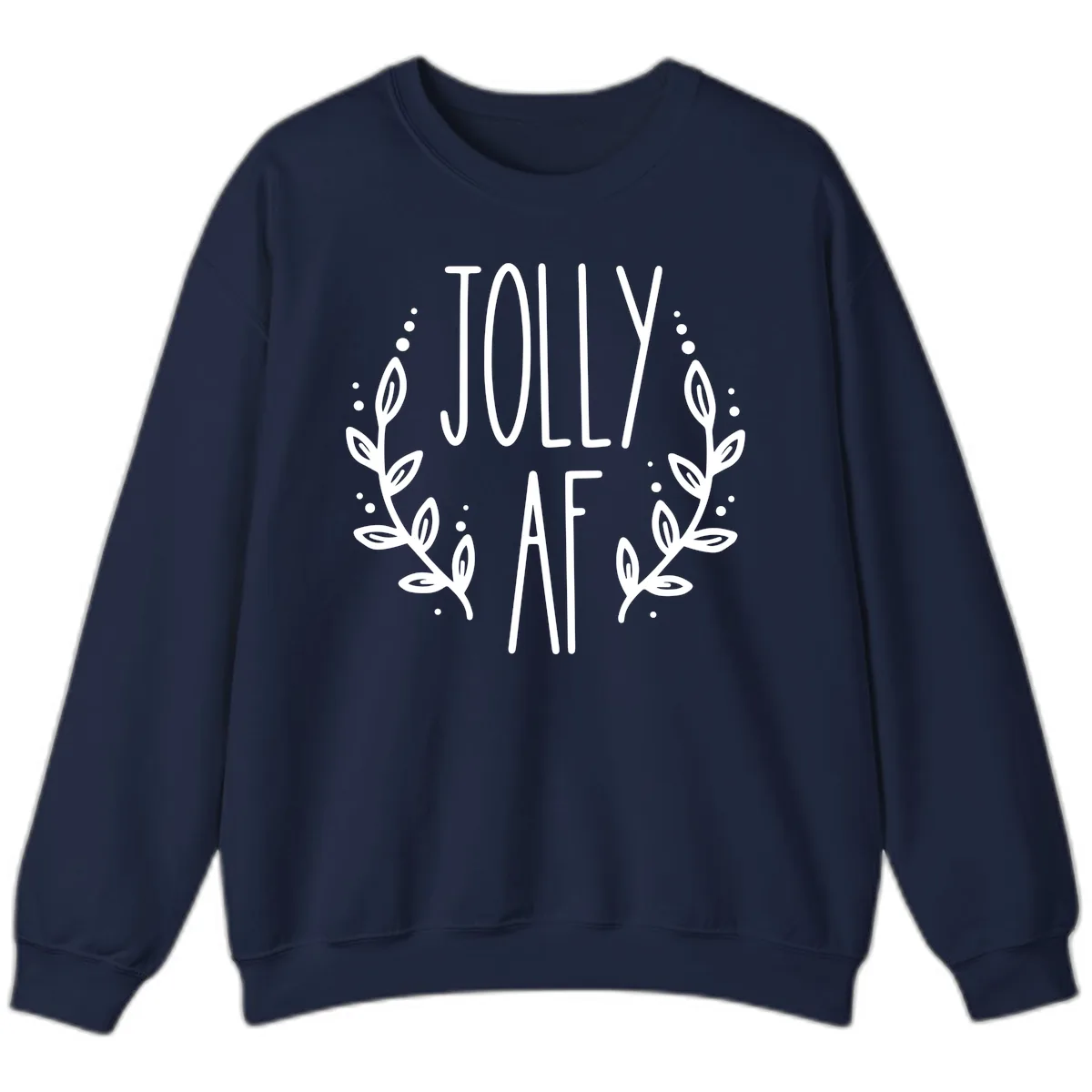 Jolly AF Christmas Wreath Design Sweatshirt in Navy