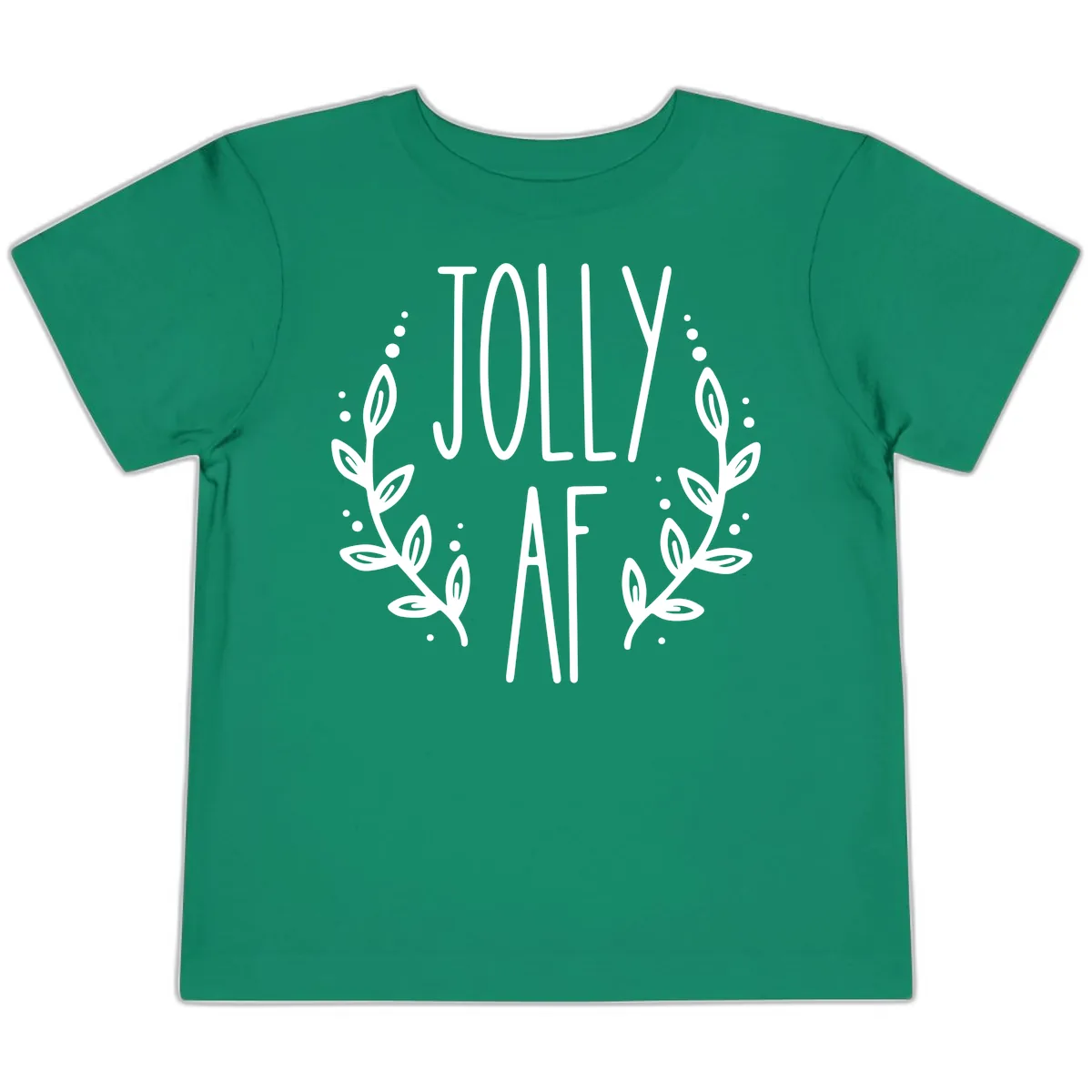 Jolly AF Christmas Wreath Design Toddler T-Shirt in Kelly