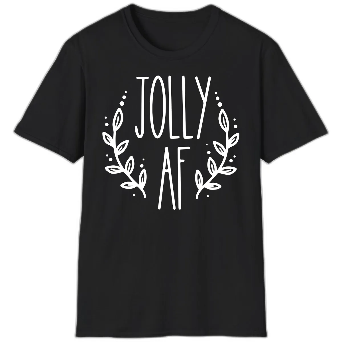 Jolly AF Christmas Wreath Design T-Shirt in Black