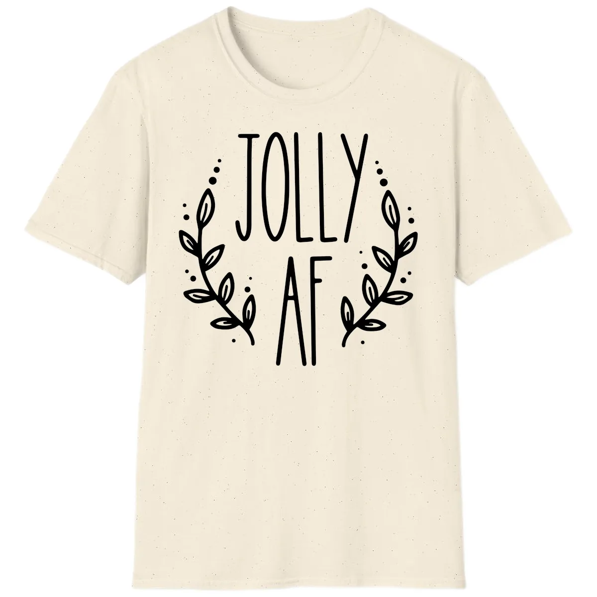 Jolly AF Christmas Wreath Design T-Shirt in Natural