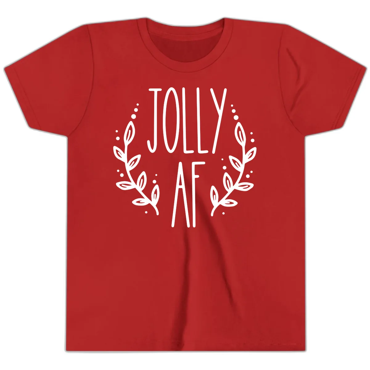 Jolly AF Christmas Wreath Design Youth T-Shirt in Red