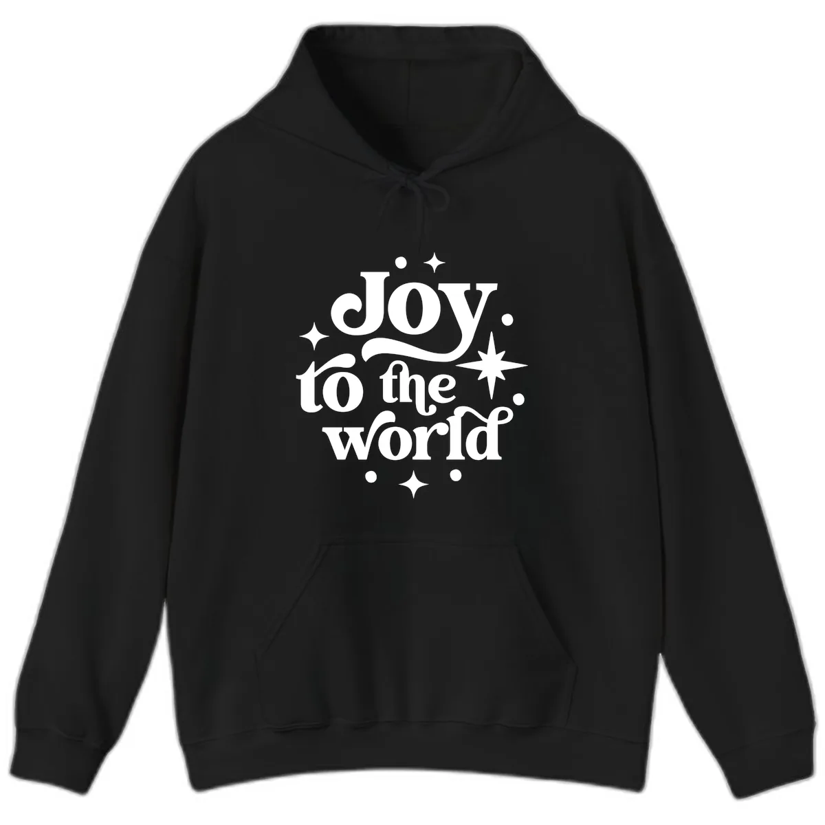 Joy To The World Holiday Typography Hoodie in Black