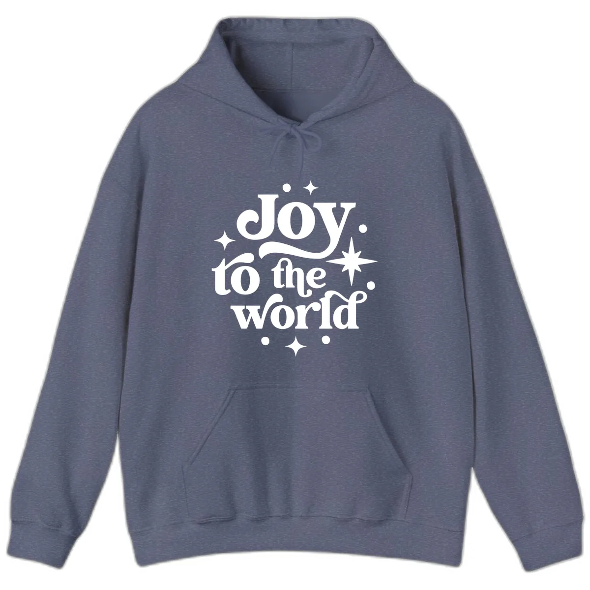 Joy To The World Holiday Typography Hoodie in Heather Navy