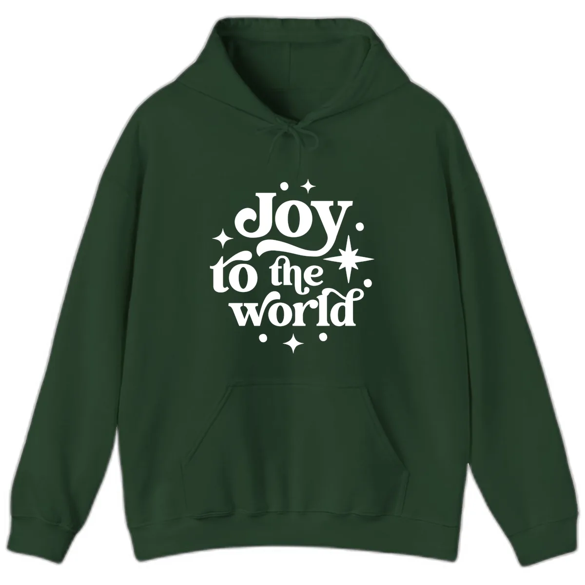 Joy To The World Holiday Typography Hoodie in Forest Green