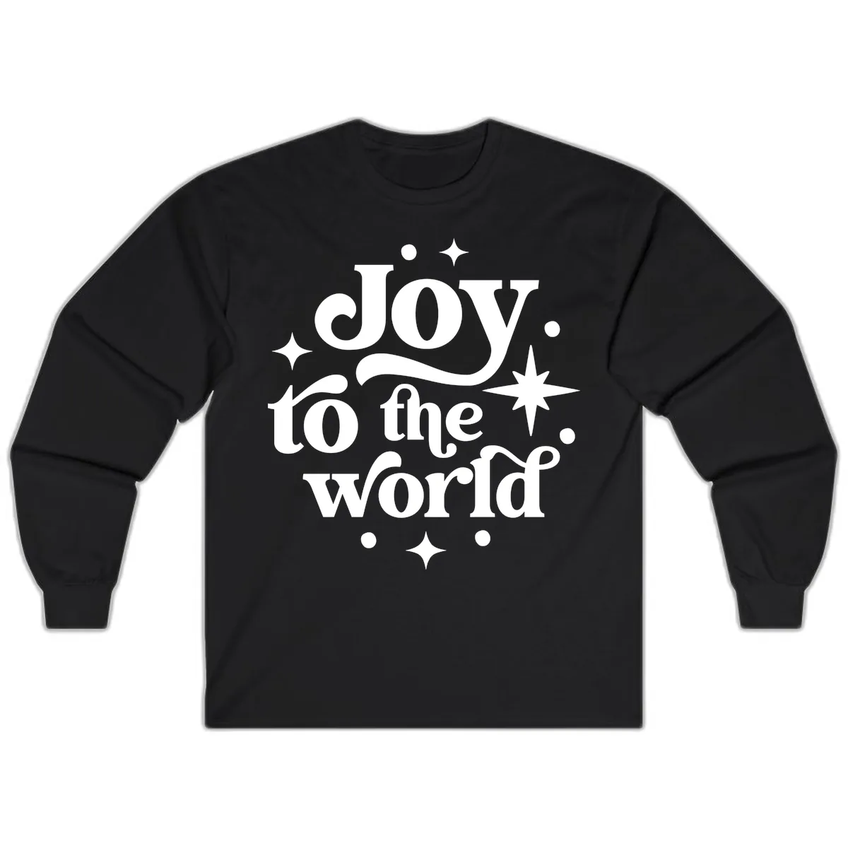 Joy To The World Holiday Typography Long Sleeve in Black