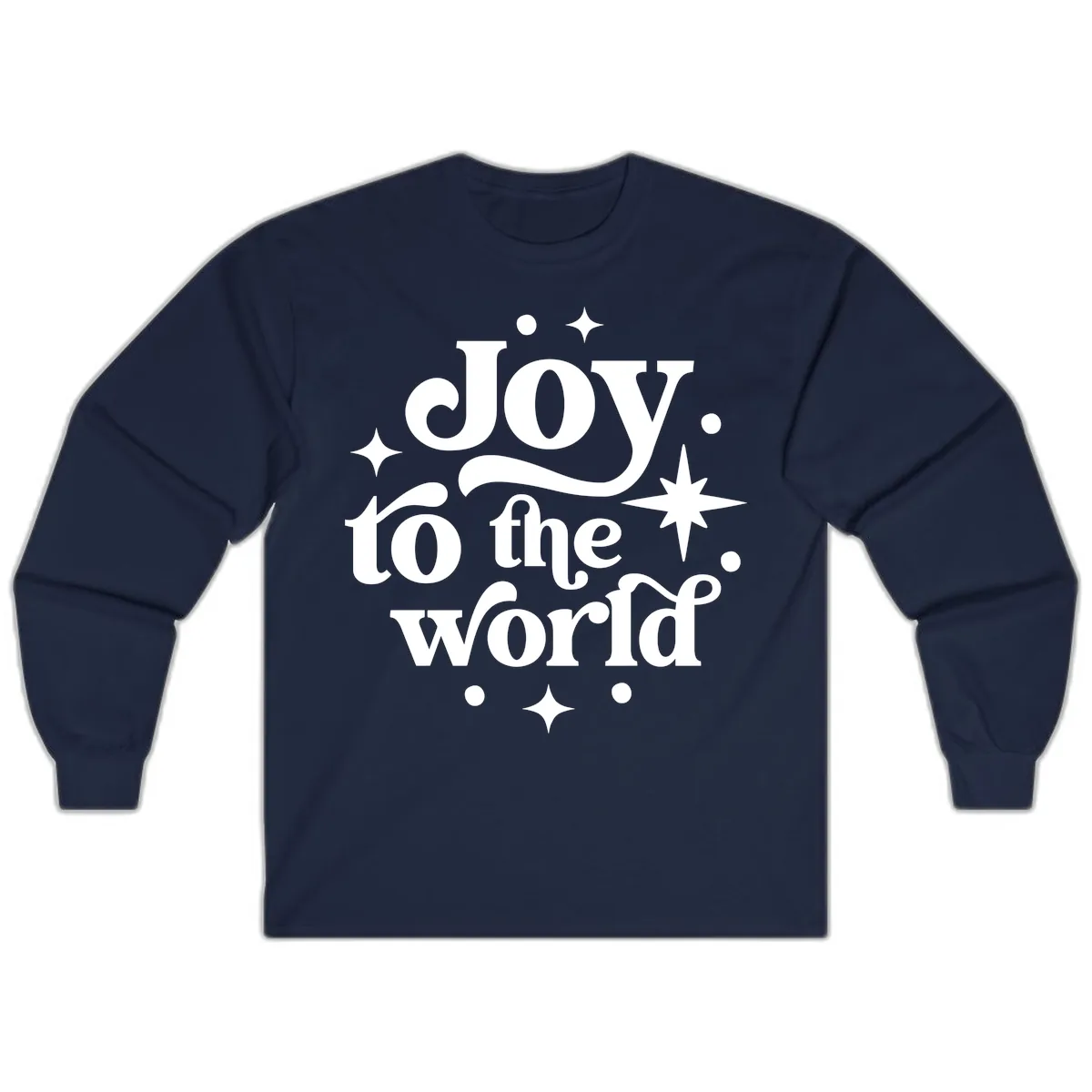 Joy To The World Holiday Typography Long Sleeve in Navy