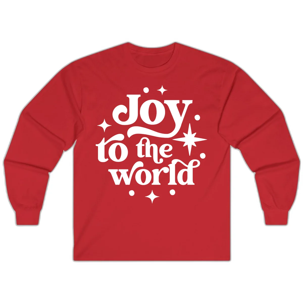Joy To The World Holiday Typography Long Sleeve in Red