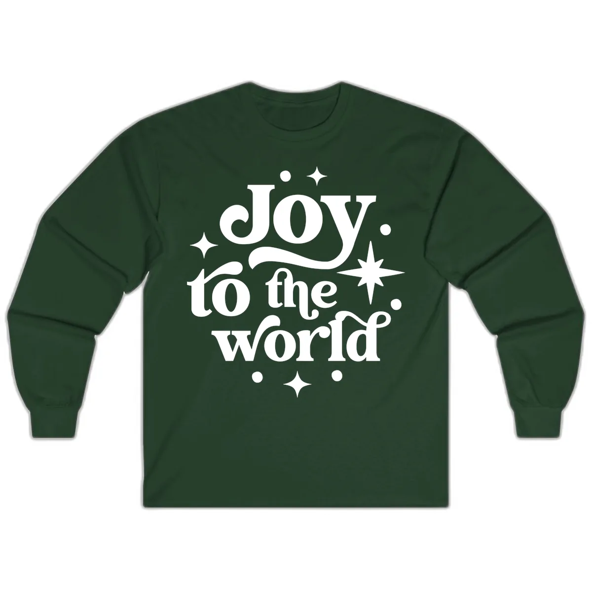Joy To The World Holiday Typography Long Sleeve in Forest Green