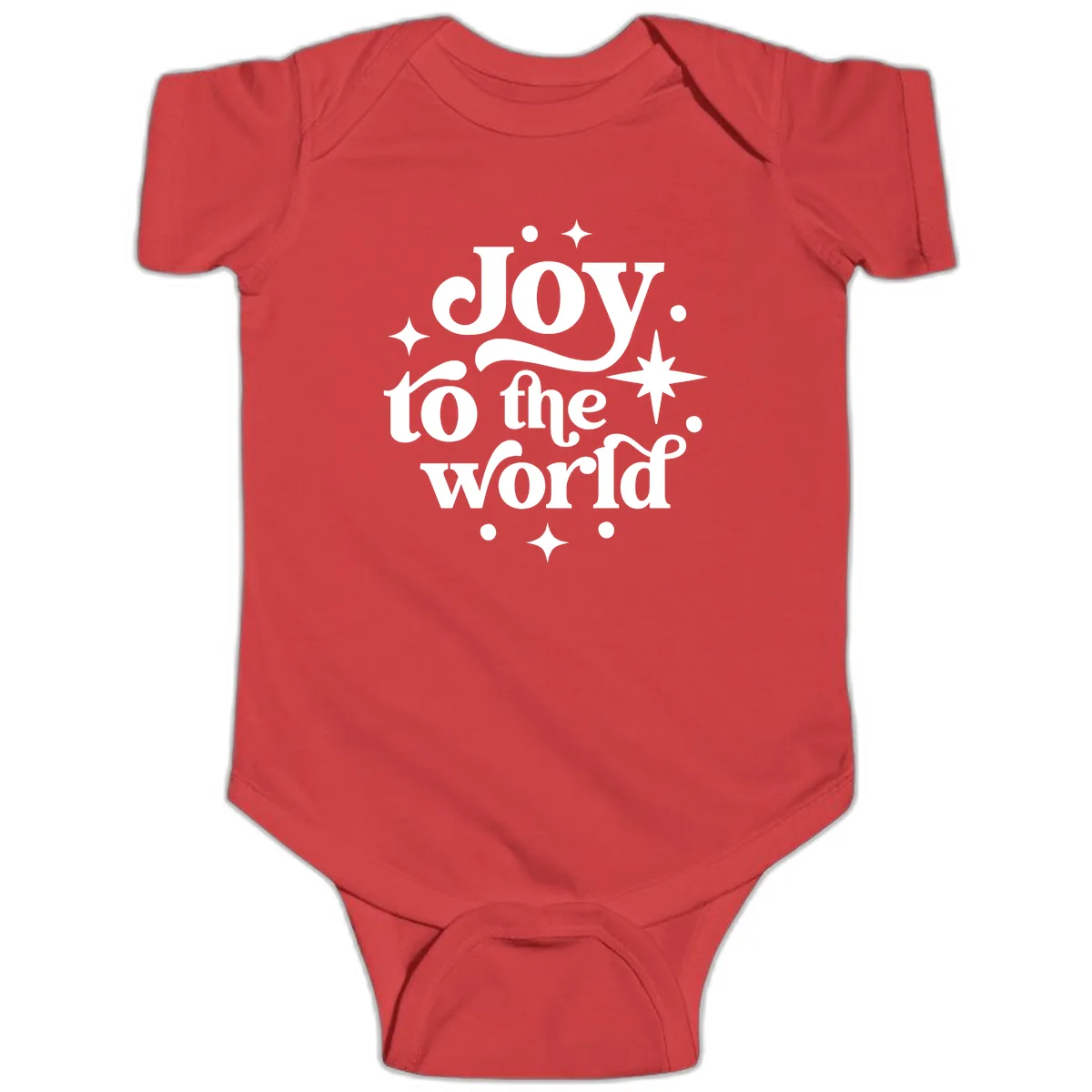 Joy To The World Holiday Typography Baby Onesie in Red