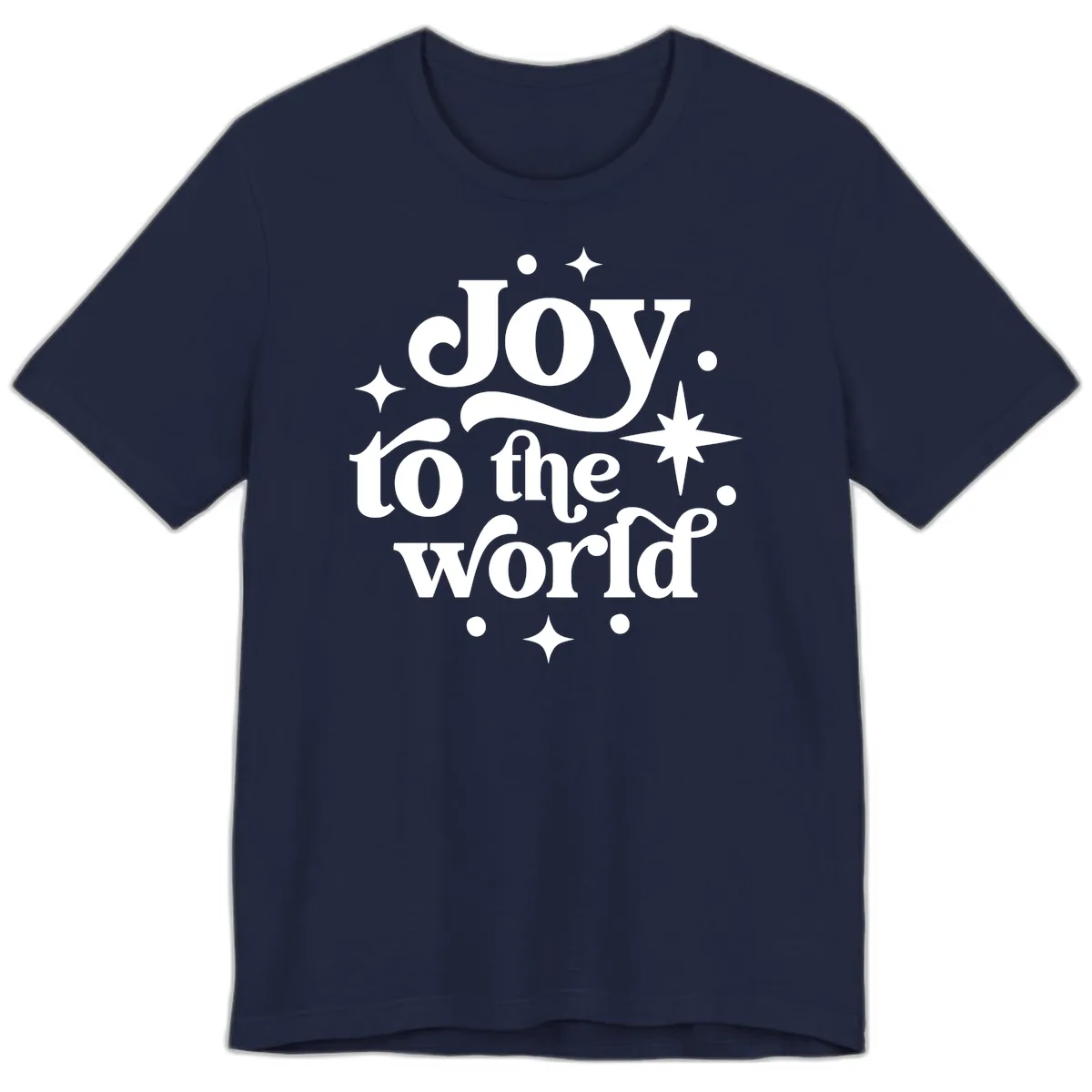 Joy To The World Holiday Typography Premium T-Shirt in Navy