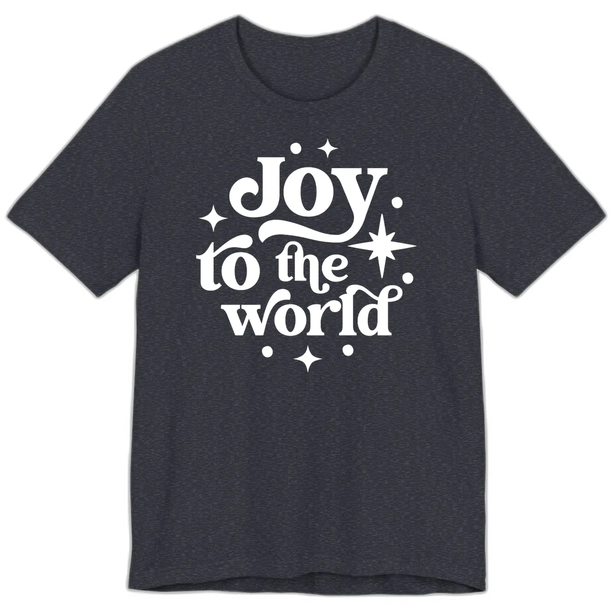 Joy To The World Holiday Typography Premium T-Shirt in Heather Navy