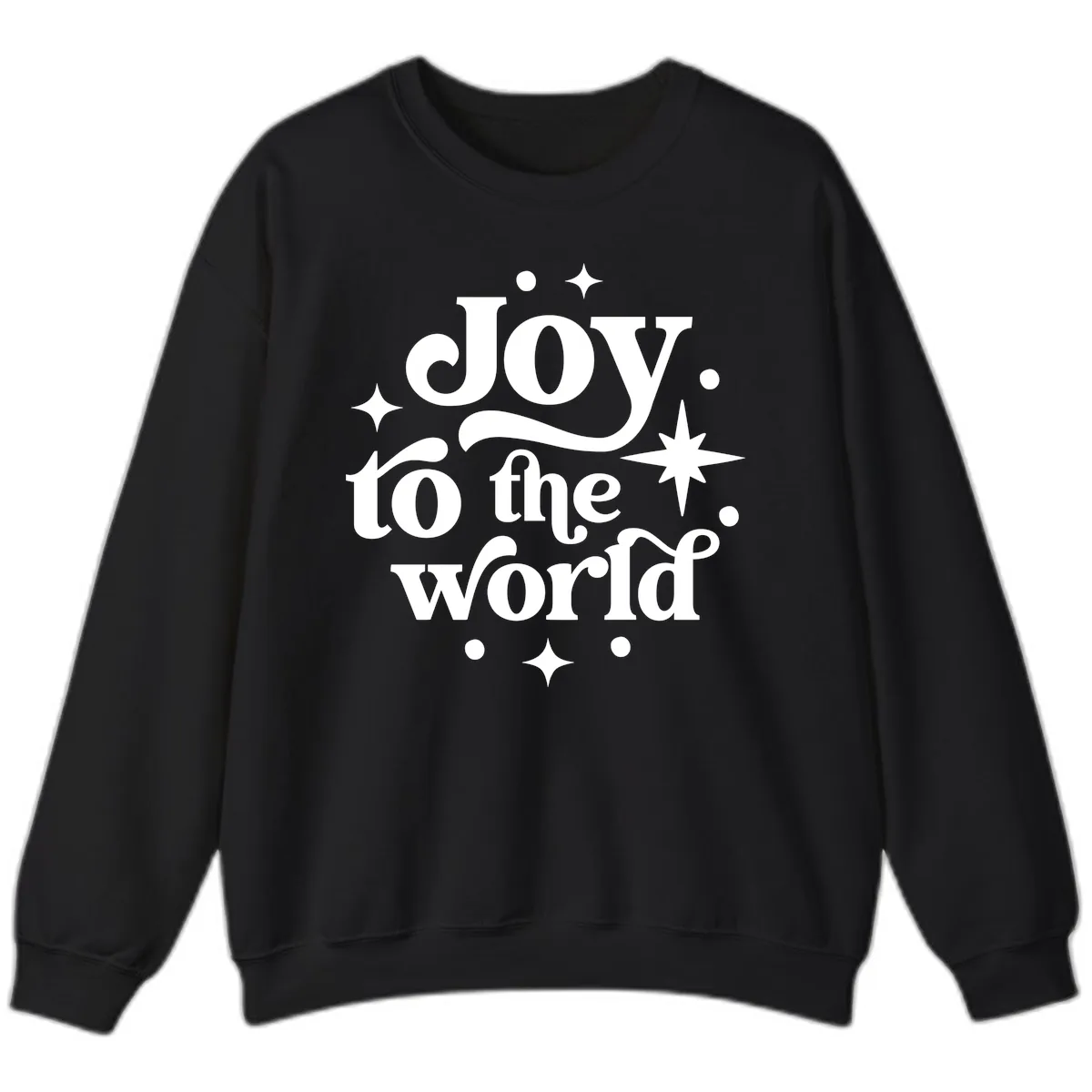 Joy To The World Holiday Typography Sweatshirt in Black