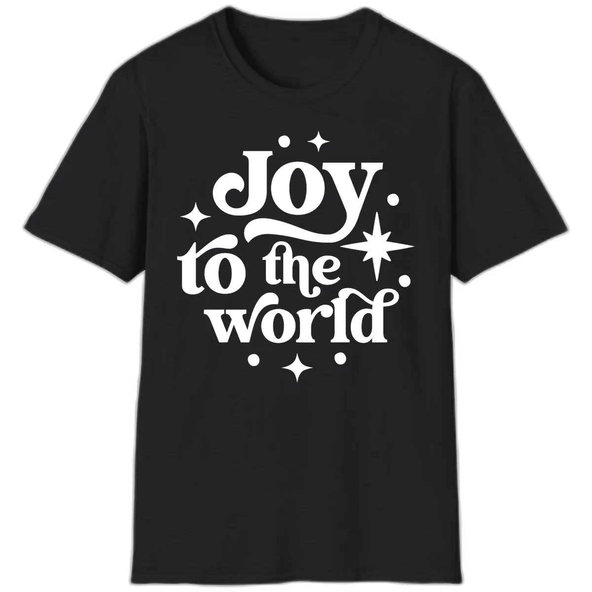 Joy To The World Holiday Typography T-Shirt in Black