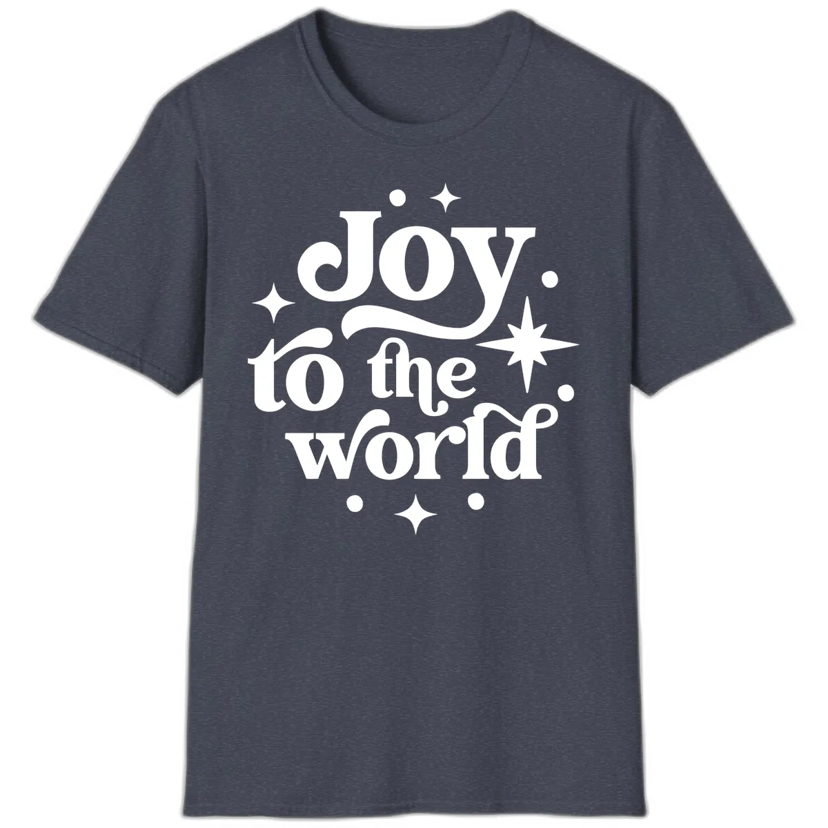 Joy To The World Holiday Typography T-Shirt in Heather Navy