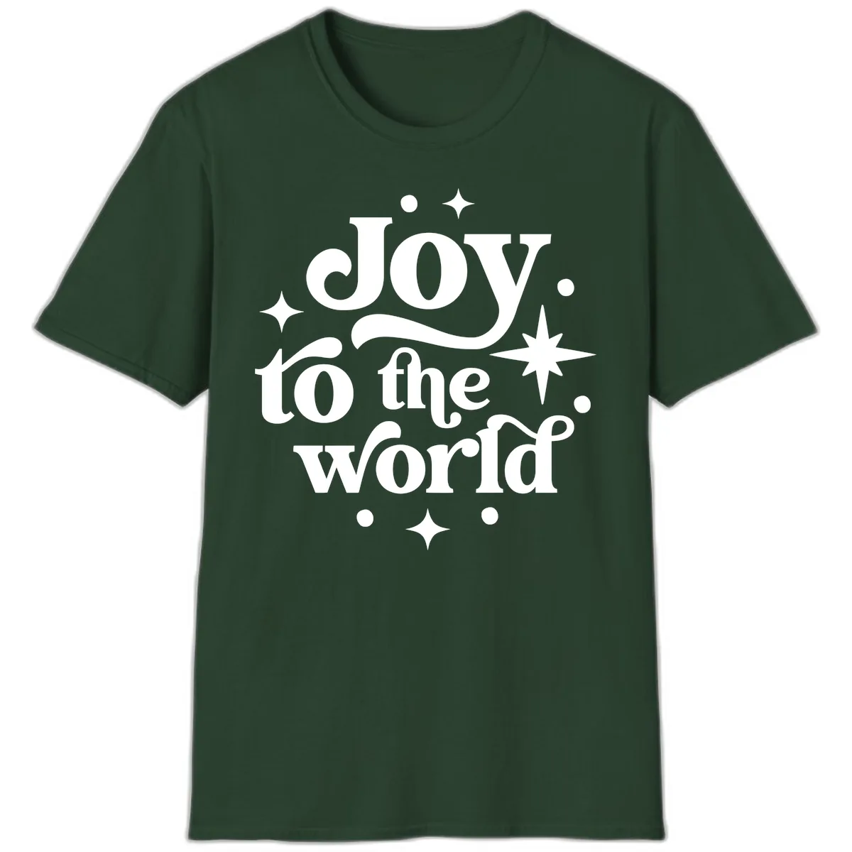 Joy To The World Holiday Typography T-Shirt in Forest Green