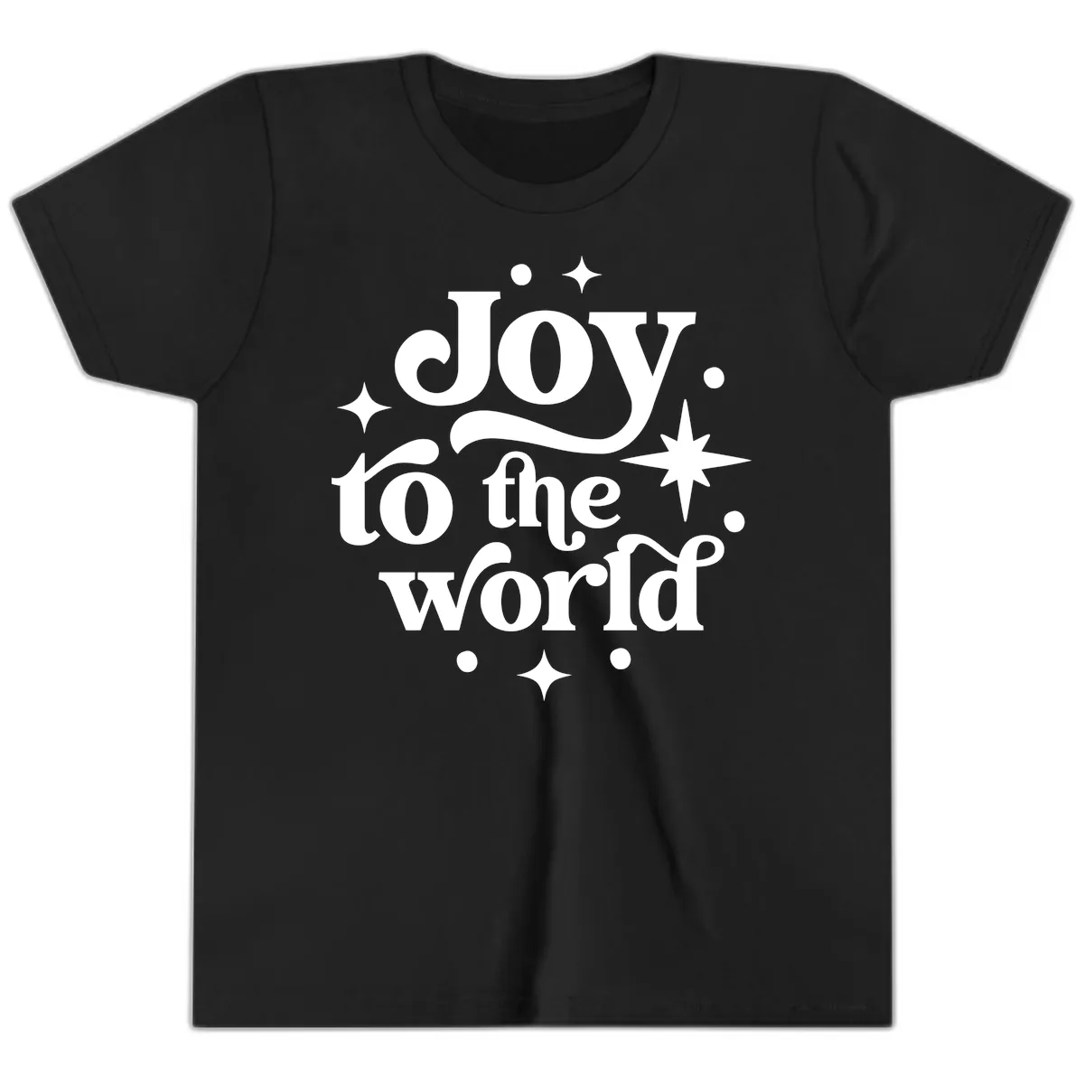 Joy To The World Holiday Typography Youth T-Shirt in Black
